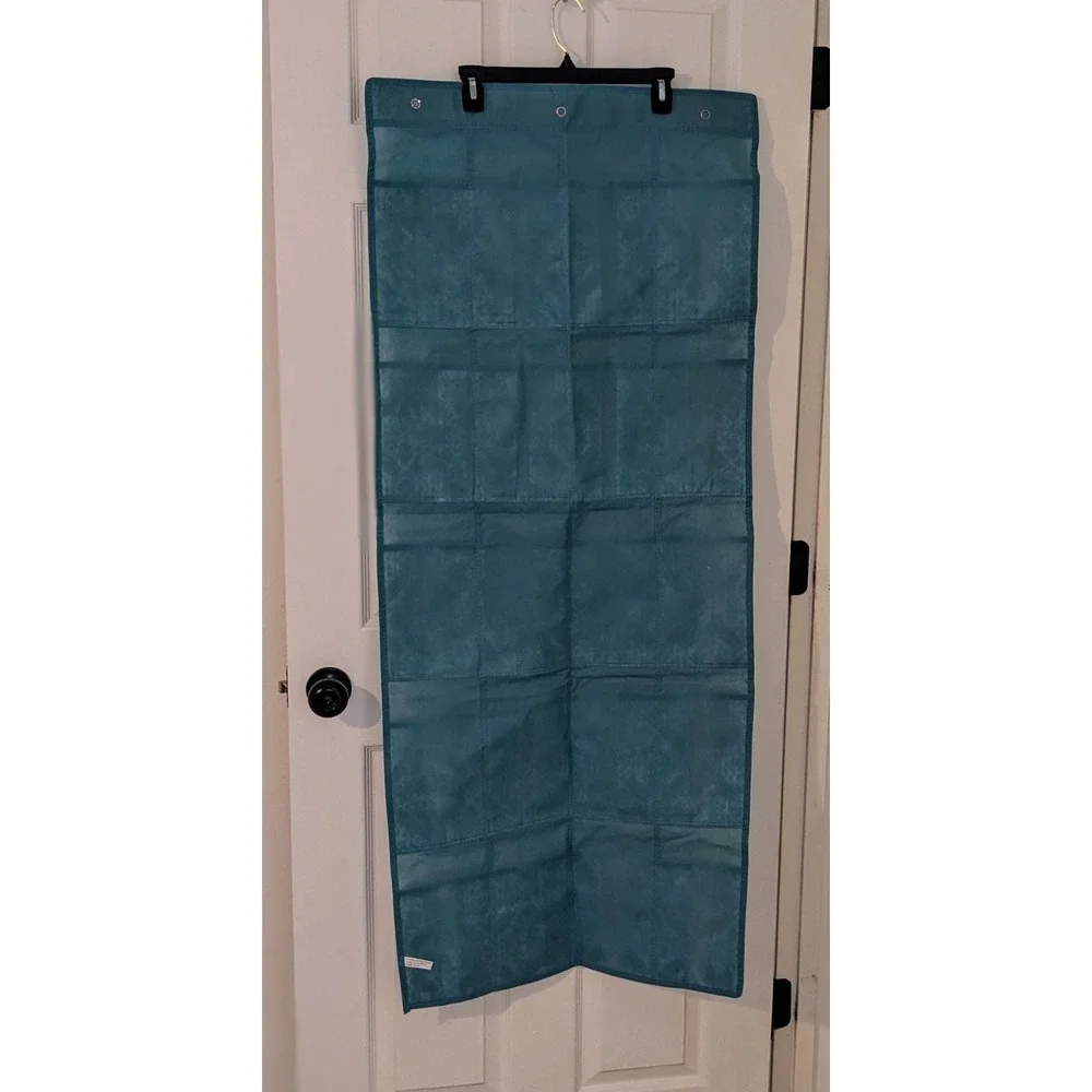 CLOSET CANDIE OVER THE DOOR 20 POCKET SHOE ORGANIZER BLUE‎ GRAY WHITE NWOT